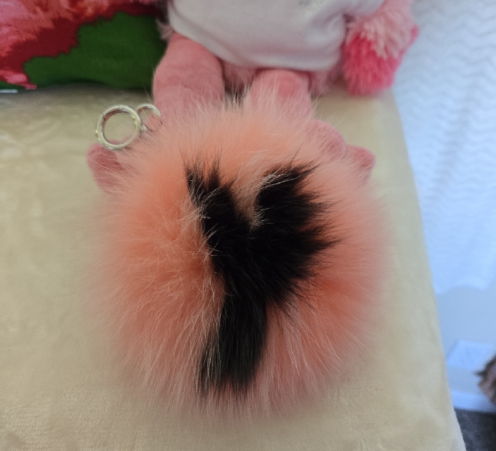 Fendi Monster Fluffy Fur Pink and Black Bag Charm